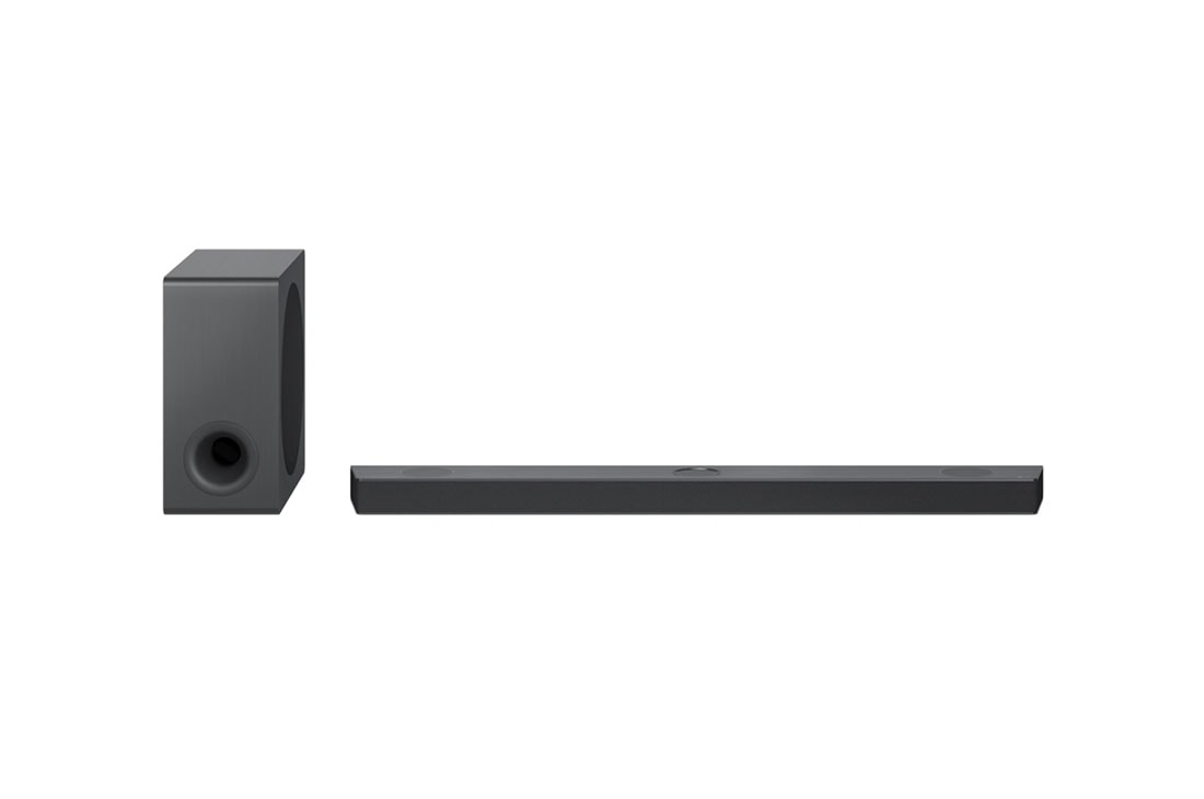 LG Soundbar S90QY, prikaz prednje strane s niskofrekvencijskim zvučnikom, S90QY