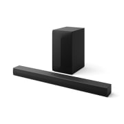 LG S60T LG Soundbar s 3.1-kanalnim zvučnikom za televizor, Blago zakošen prikaz LG Soundbara S60T i niskofrekventnog zvučnika (subwoofer), S60T, thumbnail 2