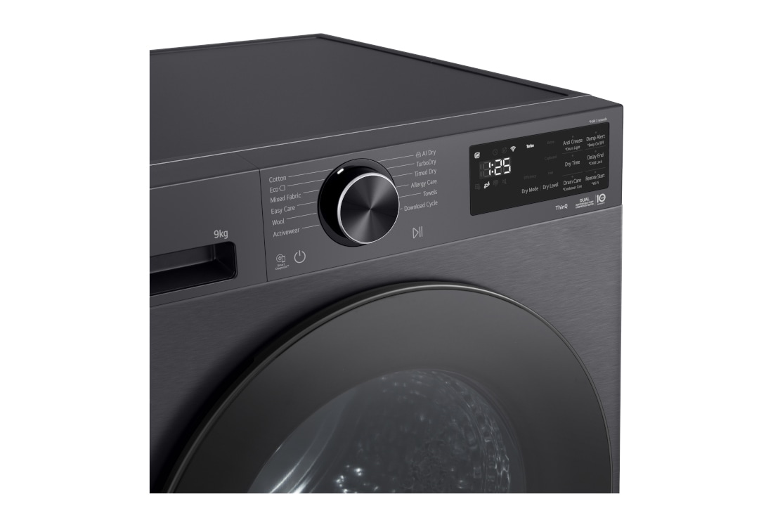 LG 9 kg, Eco Hybrid™ DUAL Inverter sušilica rublja sa toplinskom pumpom, kondenzator sa automatskim čišćenjem, ThinQ™ WiFi funkcija, LG sušilica rublja - RHX5009TBB, RHX5009TBB, thumbnail 4