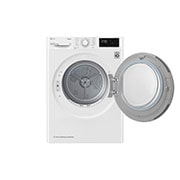 LG 8 kg, Eco Hybrid™ DUAL Inverter sušilica rublja sa toplinskom pumpom, kondenzator sa automatskim čišćenjem, ThinQ™ WiFi funkcija, Pogled sprijeda s otvorenim vratima, RH80V3AV6N, thumbnail 3