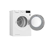 LG 8 kg, Eco Hybrid™ DUAL Inverter sušilica rublja sa toplinskom pumpom, kondenzator sa automatskim čišćenjem, ThinQ™ WiFi funkcija, Pogled s lijeve strane s otvorenim vratima, RH80V3AV6N, thumbnail 9