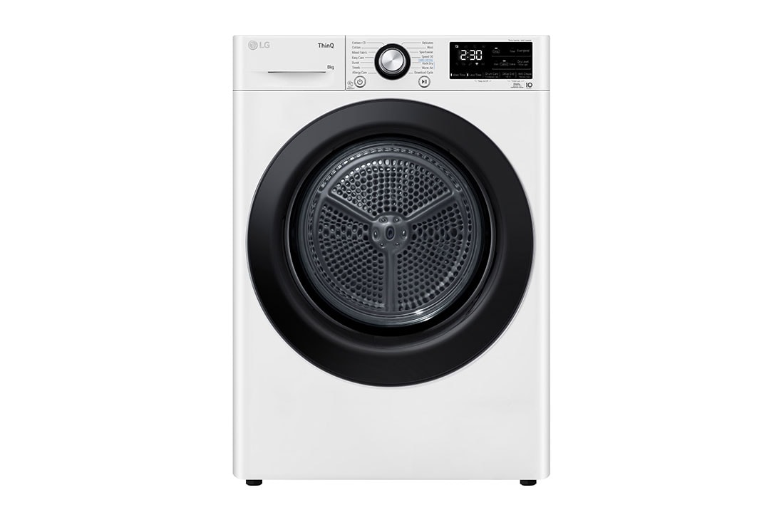 LG 8 kg, Eco Hybrid™ DUAL Inverter sušilica rublja sa toplinskom pumpom, kondenzator sa automatskim čišćenjem, ThinQ™ WiFi funkcija, RH80V3AVBN, RH80V3AVBN