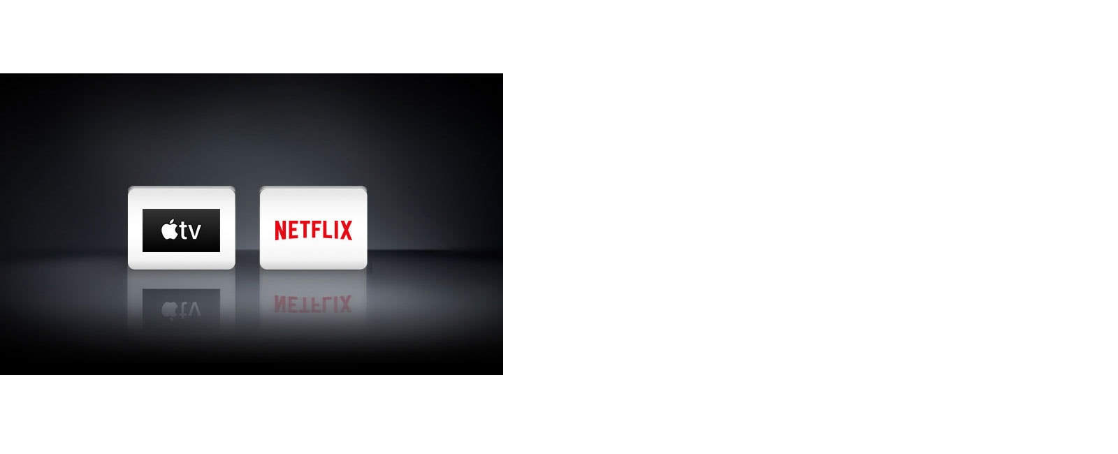 Dva logotipa aplikacija prikazana slijeva nadesno: aplikacija Apple TV i Netflix