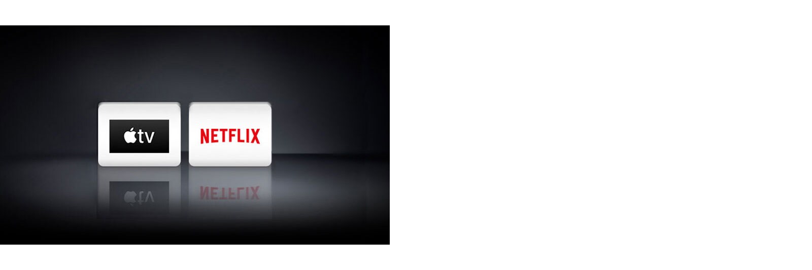 Dva logotipa aplikacija prikazana slijeva nadesno: aplikacija Apple TV i Netflix