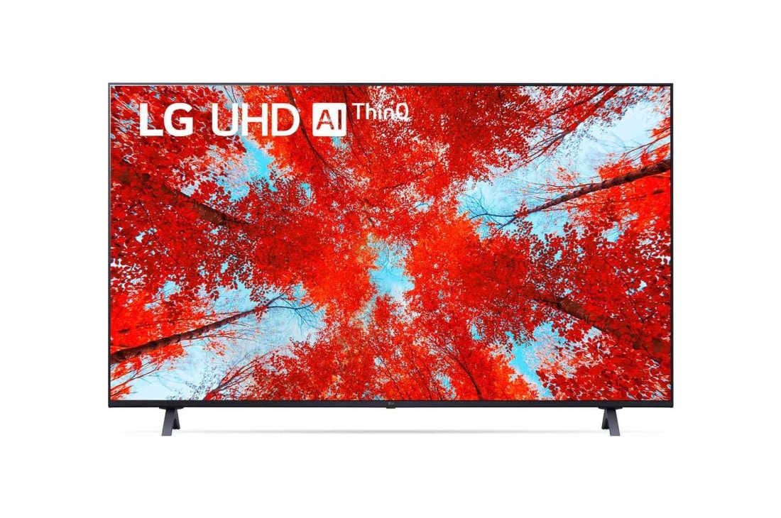 LG 65'' (164 cm) 4K HDR Smart UHD TV, LG 65UQ90003LA Prikaz prednje strane televizora LG UHD s nadograđenom slikom i na njoj logotip proizvo, 65UQ90003LA