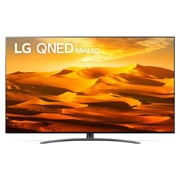 LG 65'' (164 cm) 4K HDR Smart QNED MiniLED TV, Prikaz prednje strane televizora LG QNED s nadograđenom slikom i na njoj logotip proizvoda, 65QNED913QA, thumbnail 1