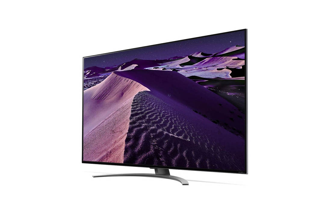 LG QNED 55'' QNED86 MiniLED 4K TV, prikaz bočne strane pod kutom od 30 stupnjeva s nadograđenom slikom, 55QNED863QA, thumbnail 3