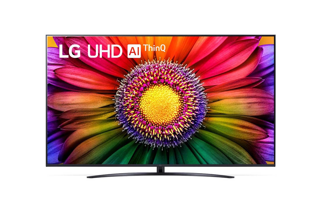 LG UHD UR81 4K pametni televizor od 75 inča, 2023, Prikaz prednje strane televizora LG UHD, 75UR81003LJ