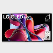 LG Pametni televizor LG OLED evo G3 od 55 inča u 4K tehnologiji 2023., Prikaz prednje strane uz LG OLED evo, znak 11 godina svjetski br. 1 OLED, i logotip petogodišnjeg jamstva na ploču na zaslonu, OLED55G33LA, thumbnail 1