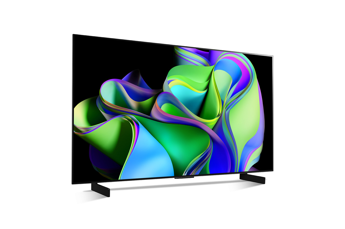 LG Pametni televizor LG OLED evo C3 od 42 inča u 4K tehnologiji 2023., Lagano nagnut prikaz desne bočne strane., OLED42C31LA, thumbnail 6