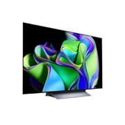 LG Pametni televizor LG OLED evo C3 od 48 inča u 4K tehnologiji 2023., Lagano nagnut prikaz desne bočne strane., OLED48C32LA, thumbnail 5