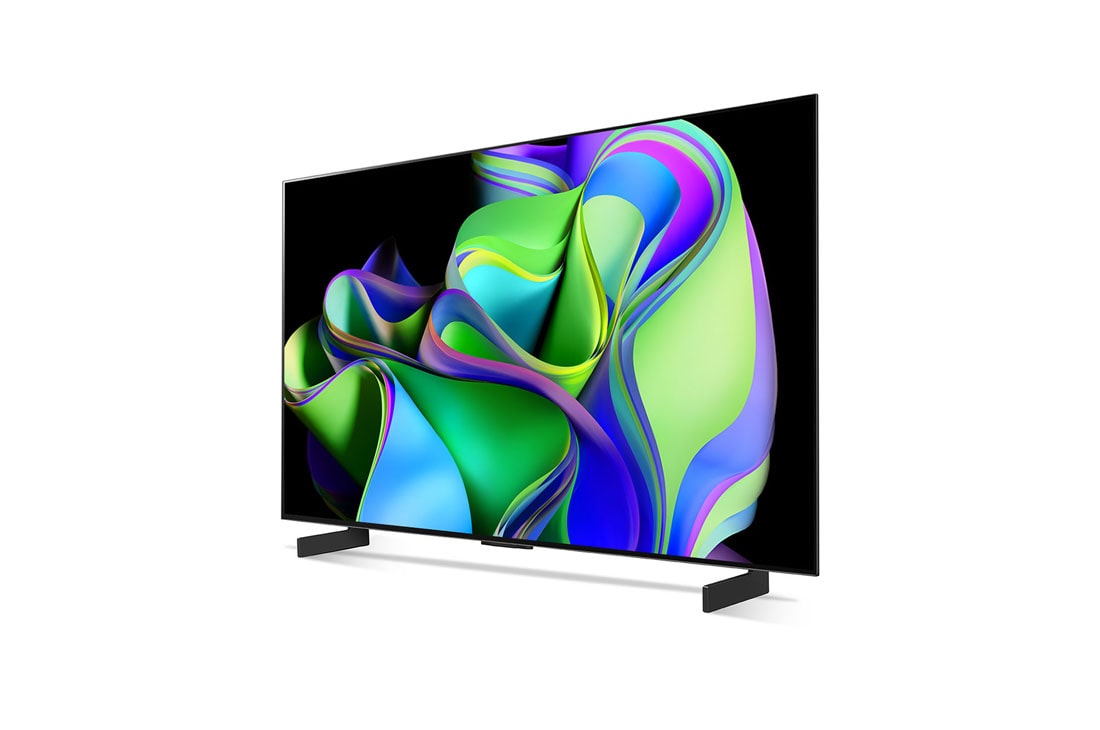 LG Pametni televizor LG OLED evo C3 od 42 inča u 4K tehnologiji 2023., Lagano nagnut prikaz lijeve bočne strane., OLED42C32LA, thumbnail 3