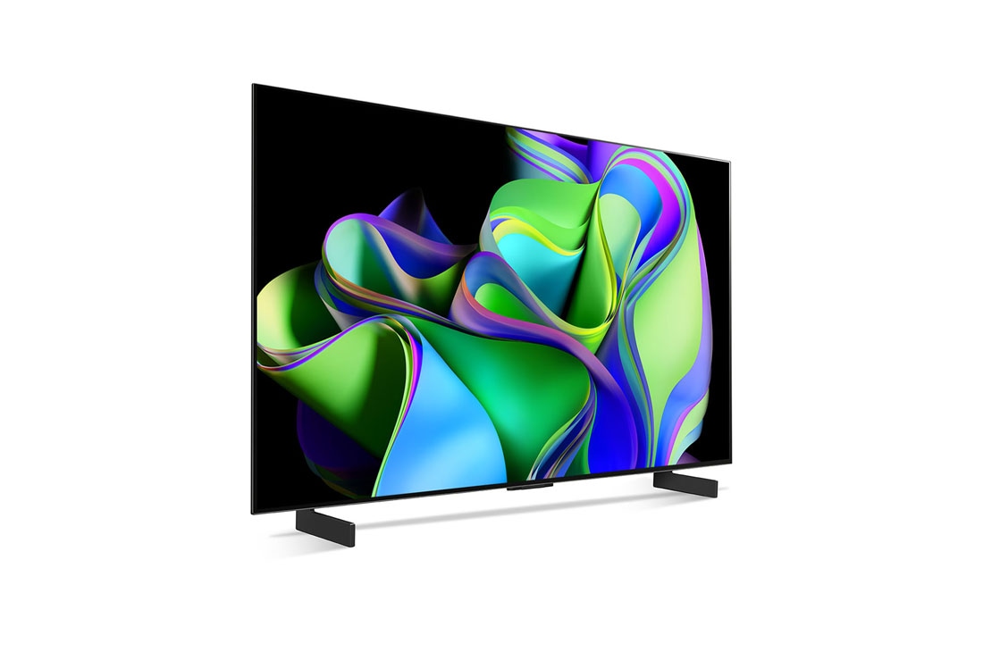 LG Pametni televizor LG OLED evo C3 od 42 inča u 4K tehnologiji 2023., Lagano nagnut prikaz desne bočne strane., OLED42C32LA, thumbnail 5