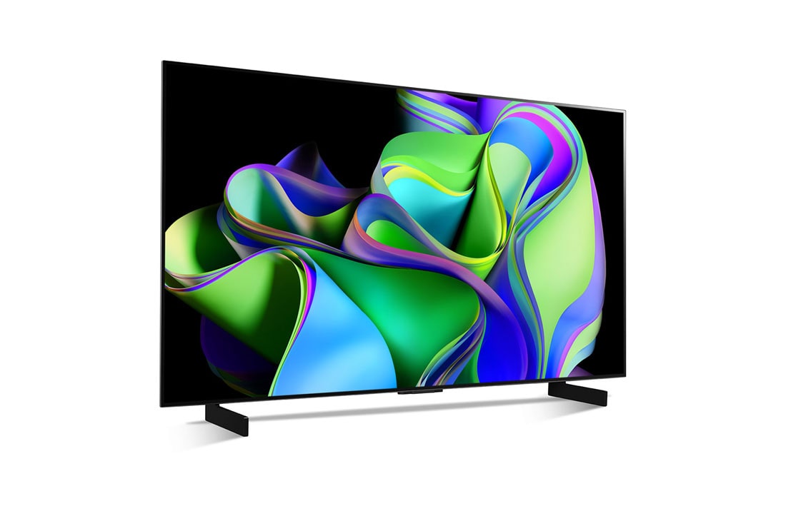 LG Pametni televizor LG OLED evo C3 od 42 inča u 4K tehnologiji 2023., Lagano nagnut prikaz desne bočne strane., OLED42C32LA, thumbnail 6