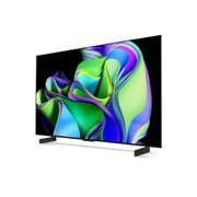 LG Pametni televizor LG OLED evo C3 od 42 inča u 4K tehnologiji 2023., Lagano nagnut prikaz lijeve bočne strane., OLED42C32LA, thumbnail 3