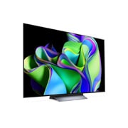 LG Pametni televizor LG OLED evo C3 od 77 inča u 4K tehnologiji 2023., Lagano nagnut prikaz desne bočne strane., OLED77C32LA, thumbnail 5