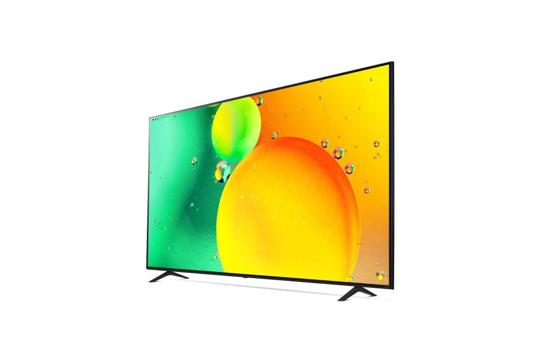 LG NanoCell 75'' NANO75 4K TV, prikaz bočne strane pod kutom od 30 stupnjeva s nadograđenom slikom, 75NANO753QA, thumbnail 3
