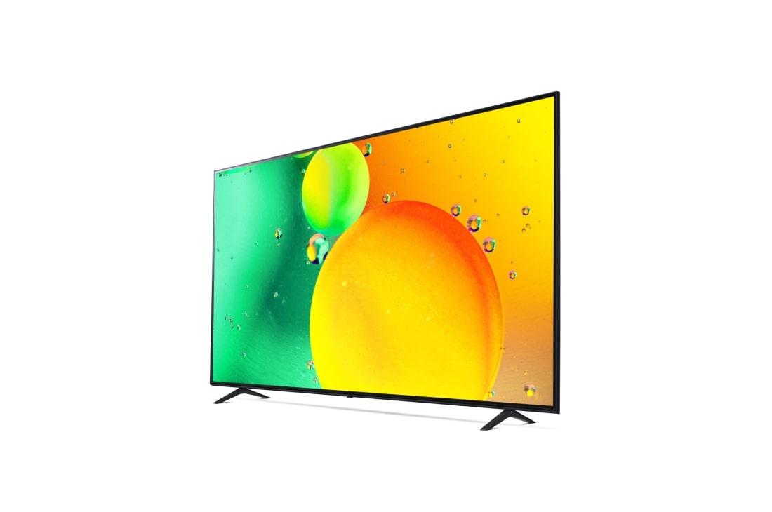 LG NanoCell 86'' NANO75 4K TV, prikaz bočne strane pod kutom od 30 stupnjeva s nadograđenom slikom, 86NANO753QA, thumbnail 3