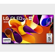 LG OLED evo AI G4 4K Smart TV od 83 inča 2024, Prikaz prednje strane televizora LG OLED evo AI TV, OLED G4, na zaslonu se prikazuje amblem logotipa „Jedanaest godina najbolji OLED TV na svijetu” i logotip webOS Re:New Program te logotip petogodišn, OLED83G42LW, thumbnail 1