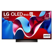 LG OLED evo AI C4 4K Smart TV od 48 inča 2024, Prikaz prednje strane LG OLED evo AI TV, OLED C4, na zaslonu se prikazuje amblem logotipa „11 godina najbolji OLED TV na svijetu” i logotip opcije webOS Re:New Program, OLED48C41LA, thumbnail 1