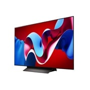 LG OLED evo AI C4 4K Smart TV od 48 inča 2024, Blago zakošen prikaz s desne strane na LG OLED evo TV, OLED C4 s LG Soundbar ispod, OLED48C41LA, thumbnail 3