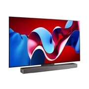 LG OLED evo AI C4 4K Smart TV od 55 inča 2024, Blago zakošen prikaz s desne strane na LG OLED evo TV, OLED C4 s LG Soundbar ispod, OLED55C41LA, thumbnail 4