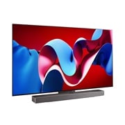 LG OLED evo AI C4 4K Smart TV od 65 inča 2024, Blago zakošen prikaz s desne strane na LG OLED evo TV, OLED C4 s LG Soundbar ispod, OLED65C41LA, thumbnail 4
