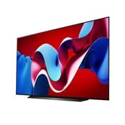 LG OLED evo AI C4 4K Smart TV od 83 inča 2024, Blago zakošen prikaz s desne strane na LG OLED evo TV, OLED C4 s LG Soundbar ispod, OLED83C43LA, thumbnail 3