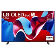 LG OLED evo AI C4 4K Smart TV od 42 inča 2024, Prikaz prednje strane LG OLED evo AI TV, OLED C4, na zaslonu se prikazuje amblem logotipa „11 godina najbolji OLED TV na svijetu” i logotip opcije webOS Re:New Program, OLED42C42LA, thumbnail 1