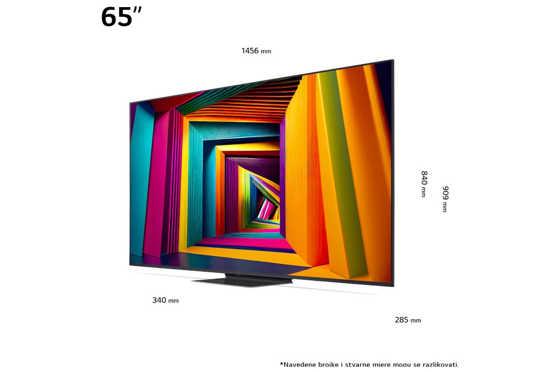 LG UHD AI UT91 4K Smart TV 2024 od 65 inča, Blago zakošen prikaz s lijeve strane na televizora LG UHD TV, UT91, 65UT91003LA, thumbnail 3