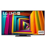 LG Televizor LG UHD AI UT91 4K Smart TV 2024 od 55 inča, Prednji prikaz televizora LG UHD TV, UT90 s tekstom LG UHD AI ThinQ, 2024,. i logotipom operativno sustava webOS Re:New Program na zaslonu, 55UT91003LA, thumbnail 1