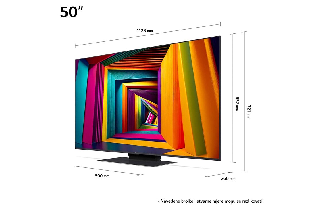LG Televizor LG UHD AI UT91 4K Smart TV 2024 od 50 inča, Blago zakošen prikaz s lijeve strane na televizora LG UHD TV, UT90, 50UT91003LA, thumbnail 3
