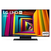 LG Televizor LG UHD AI UT91 4K Smart TV 2024 od 43 inča, Prednji prikaz televizora LG UHD TV, UT90 s tekstom LG UHD AI ThinQ, 2024,. i logotipom operativno sustava webOS Re:New Program na zaslonu, 43UT91003LA, thumbnail 1