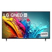 LG AI QNED85 4K Smart TV 2024 od 50 inča, Prednji prikaz televizora LG QNED TV, QNED85 s tekstom LG QNED, 2024,. i logotipom operativno sustava webOS Re:New Program na zaslonu, 50QNED85T3A, thumbnail 1