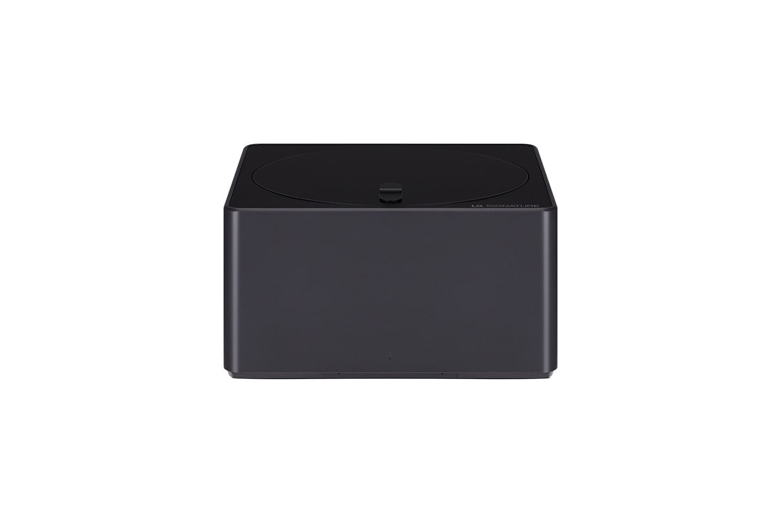 LG Televizor sa značajkom istinskom bežičnom povezivosti LG SIGNATURE OLED M4 True Wireless od 97 inča s bežičnim prijenosom slike i zvuka od 4K 120 Hz , Blago zakošen pogled s lijeve strane na kutiju Zero Connect Box, OLED97M49LA, thumbnail 9