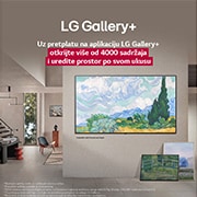 LG Televizor LG QNED AI QNED82 4K Smart TV 2025 od 86 inča, Unutrašnjost elegantnog doma. Prikazana su razna umjetnička djela. Na središnjem zidu nalazi se televizor LG TV na čijem je zaslonu prikazano umjetničko djelo. Televizor izgleda poput slike iz muzeja., 86QNED82A3B, thumbnail 12