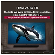 LG Televizor LG UHD AI UA75 4K Smart TV 2025 od 55 inča, LG TV s ogromnim zaslonom montiran je na zidu iznad  LG Soundbara u modernom stambenom prostoru., 55UA75003LA, thumbnail 8