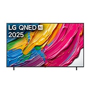 LG Televizor LG QNED AI QNED80 4K Smart TV 2025 od 86&nbsp;inča, Prednji prikaz televizora LG QNED TV, logotip LG QNED Al u gornjem uglu. Na televizoru LG QNED TV prikazuju se šarene boje u teksturi sličnoj slici koje se spajaju., 86QNED80A3A, thumbnail 1