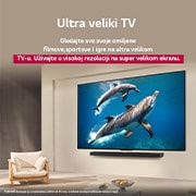 LG Televizor LG QNED AI QNED82 4K Smart TV 2025 od 55 inča, Krajobrazna slika špilje koja gleda u vedro plavo nebo podijeljena je po sredini, pri čemu je jedan polovica slike koja je izblijedjela, a druga polovica ima oštar kontrast. Dolje lijevo je sličica ka, 55QNED82A3B, thumbnail 8