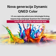 LG Televizor LG QNED AI QNED82 4K Smart TV 2025 od 50 inča, Procesor alpha 7 AI Processor Gen8 svijetli žutim svjetlom, a iz njega izlaze raznobojni bljeskovi svjetla. Naslov upućuje kako procesor omogućuje kvalitetu u rezoluciji od 4K, zapanjujuće boje i osvj, 50QNED82A3B, thumbnail 6