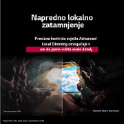 LG Televizor LG QNED AI QNED82 4K Smart TV 2025 od 75 inča, Usporedba prije i kasnije kako tehnologija LG 4K Super Upscaling poboljšava kvalitetu slike. Na dva zaslona prikazuje se slika šarene ptice koja sjedi na grani u šumi, desni panel je izblijedio. Naslo, 75QNED82A3B, thumbnail 8