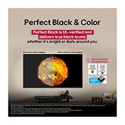 LG  LG OLED evo AI G5 4K Smart TV 2025 od 77 inča, Na televizoru LG OLED TV prikazuje se vizualna usporedba između zaslona sa savršenom bojom i savršenom crnom bojom i zaslona bez ovih opcija. Certifikat tvrtke UL i potvrda sigurnog gledanja za oči vi, OLED77G51LW, thumbnail 6