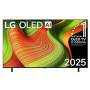 LG OLED AI B5 4K Smart TV 2025 od 55 inča, Prednji prikaz televizora LG OLED AI B5 4K Smart TV. Na zaslonu se prikazuju amblem „Najbolji OLED na svijetu već 12 godina” i logotip LG OLED AI 2025., OLED55B53LA, thumbnail 1