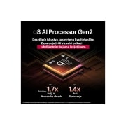 LG  LG OLED AI B5 4K Smart TV 2025 od 65 inča, Alpha 8 AI Processor Gen2 svijetli narančastim i ružičastim svjetlom, a iz njega izlaze bljeskovi svjetla. Naslov upućuje kako procesor omogućuje kvalitetu u rezoluciji od 4K, zapanjujuće boje i osvje, OLED65B53LA, thumbnail 5