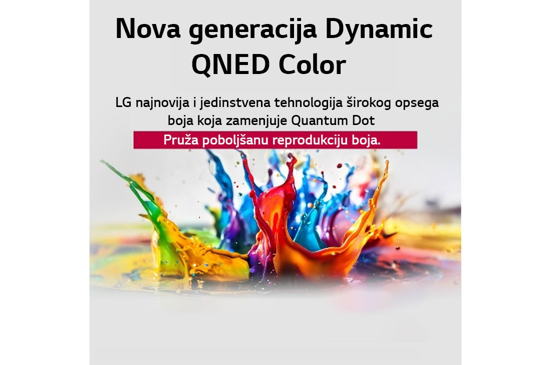 LG Televizor LG QNED evo AI QNED85 4K Smart TV 2025 od 86  inča, Alpha 8 AI Processor Gen2 светва в оранжево и розово, а от него излизат разноцветни светлинни лъчи. В заглавието се разказва за това как процесорът осигурява 4K качество, зашеметяващи цветове и яркост, 86QNED85A3C, thumbnail 6