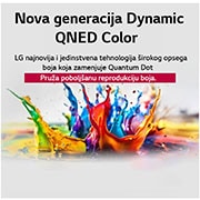 LG Televizor LG QNED evo AI QNED85 4K Smart TV 2025 od 86  inča, Alpha 8 AI Processor Gen2 светва в оранжево и розово, а от него излизат разноцветни светлинни лъчи. В заглавието се разказва за това как процесорът осигурява 4K качество, зашеметяващи цветове и яркост, 86QNED85A3C, thumbnail 6
