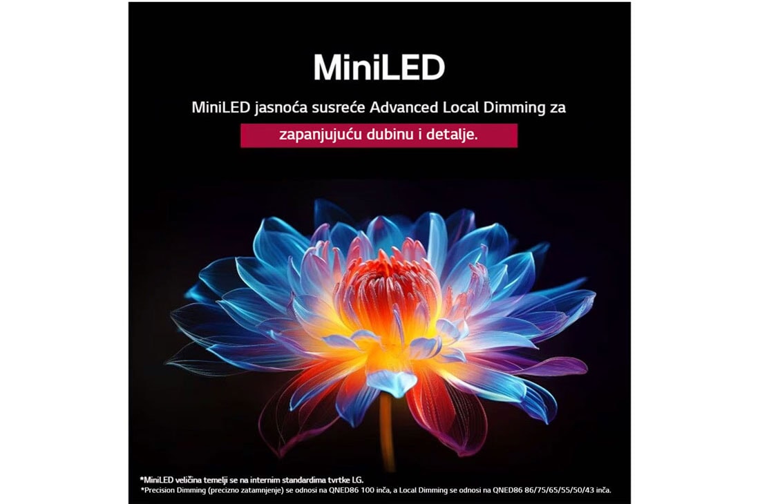 LG Televizor LG QNED evo AI QNED86 4K Smart TV 2025 od 65 inča, Папагал на клон на дърво в ярък цвят. В заглавието се разказва за това как LG Al Picture Pro е направила впечатляващи визуални подобрения на резолюцията, яркостта, дълбочината и яснотата на сцената., 65QNED86A3A, thumbnail 7