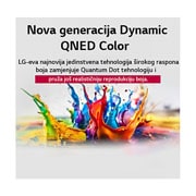 LG Televizor LG QNED evo AI QNED86 4K Smart TV 2025 od 65 inča, Alpha 8 AI Processor Gen2 светва в оранжево и розово, а от него излизат разноцветни светлинни лъчи. В заглавието се разказва за това как процесорът осигурява 4K качество, зашеметяващи цветове и яркост, 65QNED86A3A, thumbnail 5