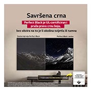 LG  LG OLED evo AI C5 4K Smart TV 2025 od 77 -inča, Dnevni boravak s televizorom LG OLED TV koji je montiran na zidu. Na televizoru se prikazuje planinski lanac na tamnom večernjem nebu ispunjenom zvijezdama. Scena je podijeljena na pola. Na jednoj str, OLED77C51LA, thumbnail 7