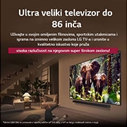 LG Televizor LG QNED evo AI QNED86 MiniLED 4K Smart TV 2025 od 86 inča, Изображение на пейзаж на пещера, гледаща към ясно синьо небе, разделено по средата, като половината от изображението е избледняло, а другата половина е рязко контрастираща. В долния ляв ъгъл е показан, 86QNED86A3A, thumbnail 8